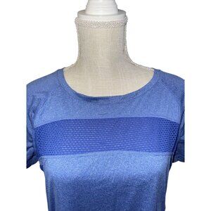 Reebok Womens Blue Athletic Mesh Short Sleeve Top L
